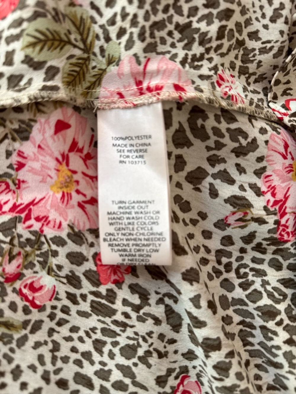 Nanette Lepore smocked animal print floral mock neck dress. - Picture 8 of 8